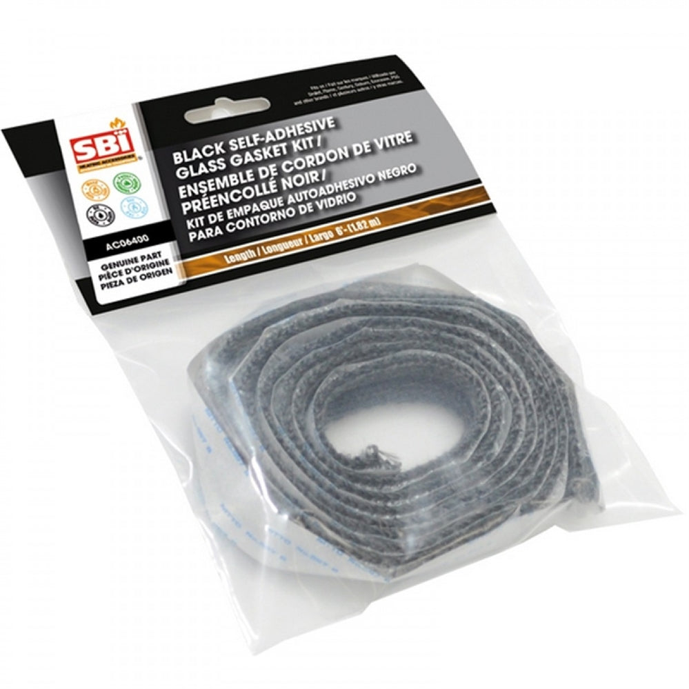 AC06400 3/4" (FLAT) X 6' BLACK SELF-ADHESIVE GLASS GASKET