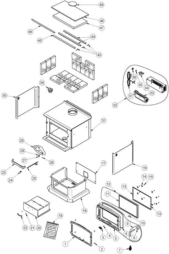 Osburn 2000 Wood Stove Old Model Parts OB02000