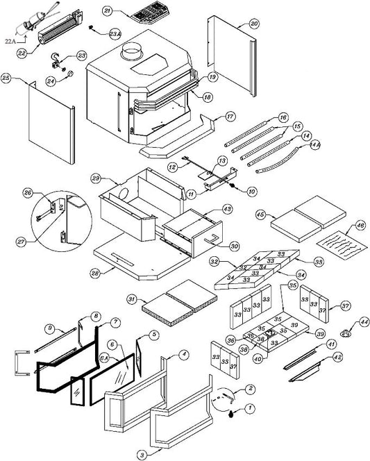Osburn 2200 Wood Stove Old Model Parts OB02210