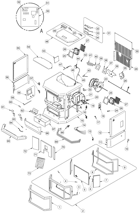 Osburn 45 Hybrid Pellet Stove Parts OP00048