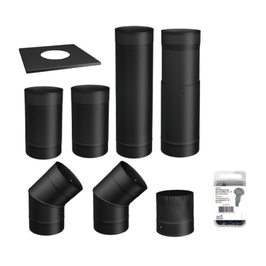 SP00360 TO THE WALL 6'' BLACK STOVE PIPE KIT