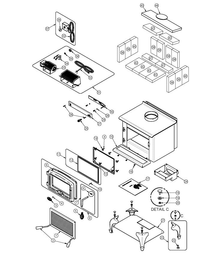 Osburn 900 Wood Stove Parts OB00900-2
