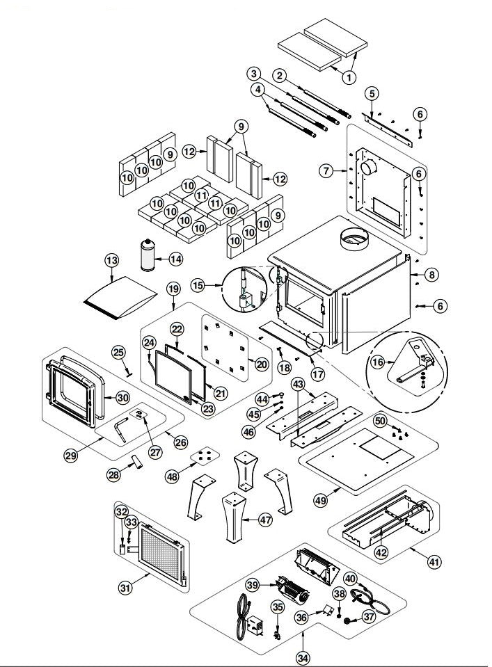 Osburn 950 Wood Stove Parts OB00950