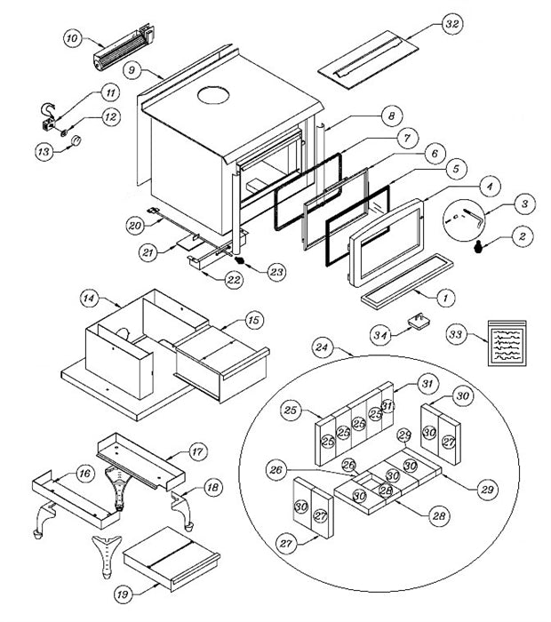 Osburn 1000 Wood Stove Parts OB01015