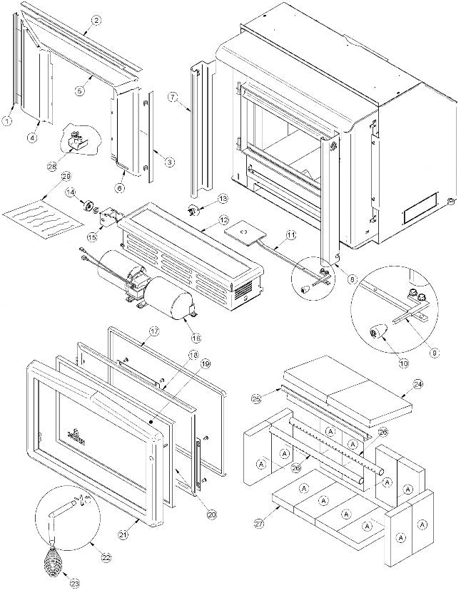 Osburn 1100 Insert Parts Old Model OB01150 (279 and less)