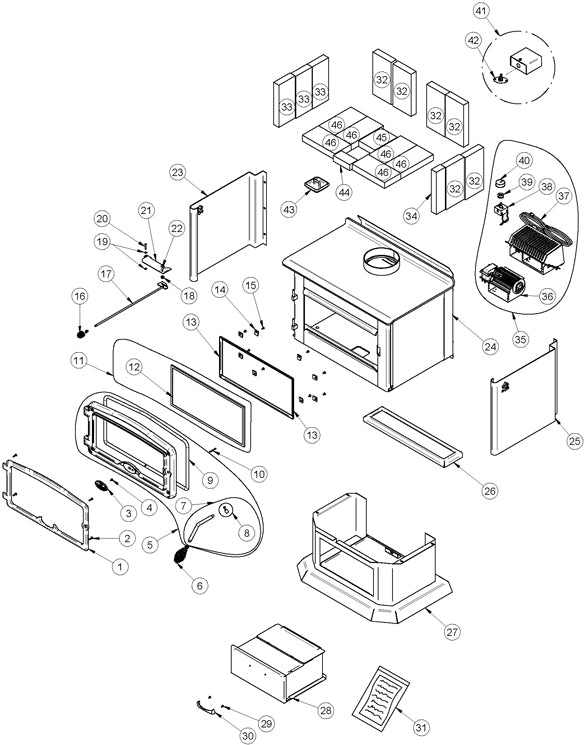 Osburn 1500 Wood Stove Parts OB01501