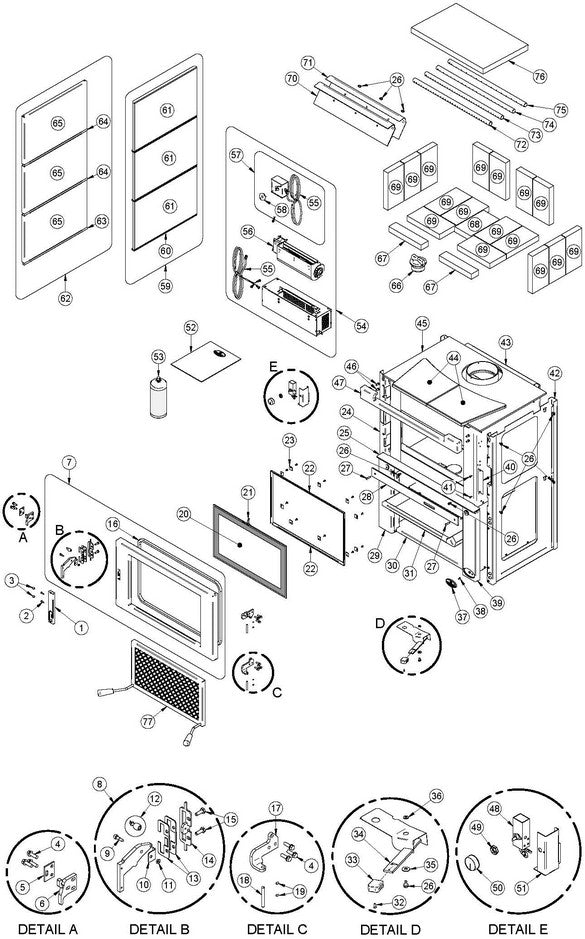 Osburn Matrix Wood Stove Parts OB02020