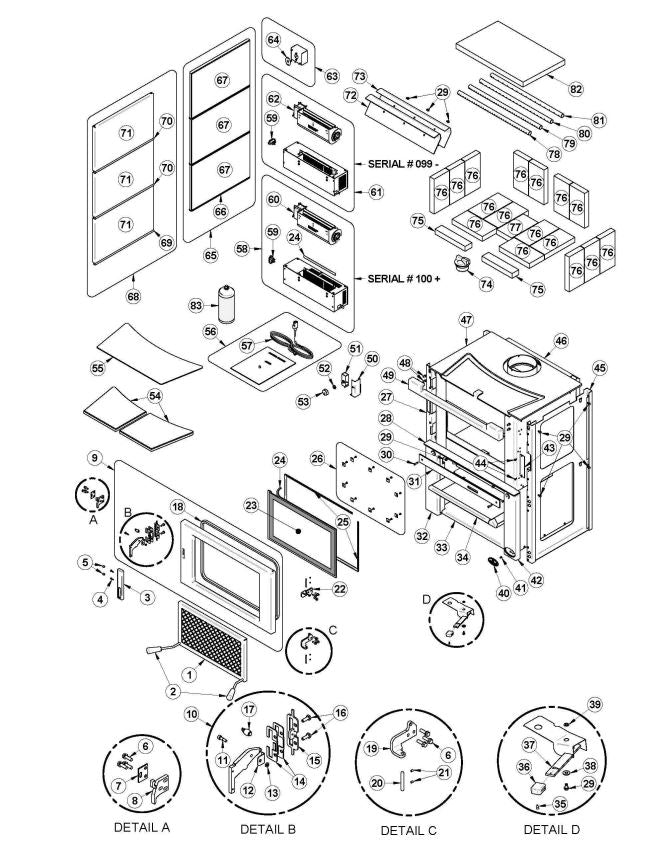 Osburn Matrix Wood Stove Parts OB02024