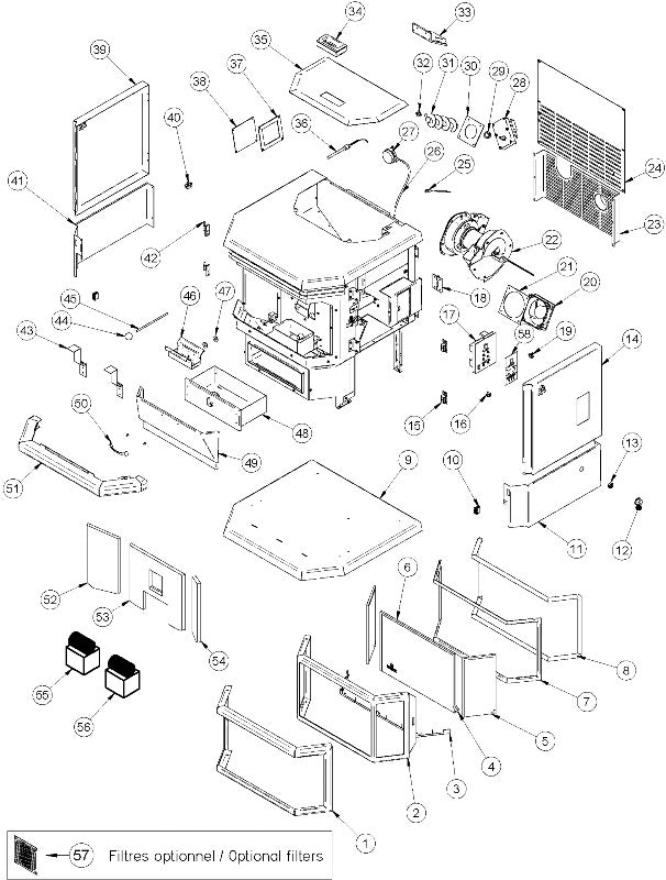 Osburn Hybrid 45 Pellet Stove Parts Models 1620-1744 OP00045-2